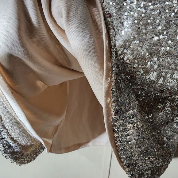 Cable & Gauge Gold Sequin Short Sleeve Puff Dress Size M - Picture 5 of 11